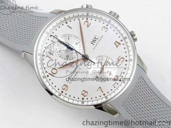 MIROTIME 0403 Portuguese Chrono IW3716 Z+F 1:1 Best Edition White Dial on Gray Rubber Strap A WrinkleFree 7014